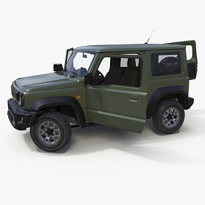 Modern Three Door SUV Green Rigged for Cinema 4D