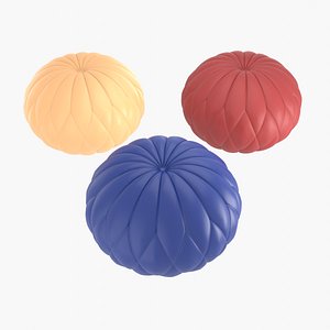 3D Round tufted leather ottoman collection