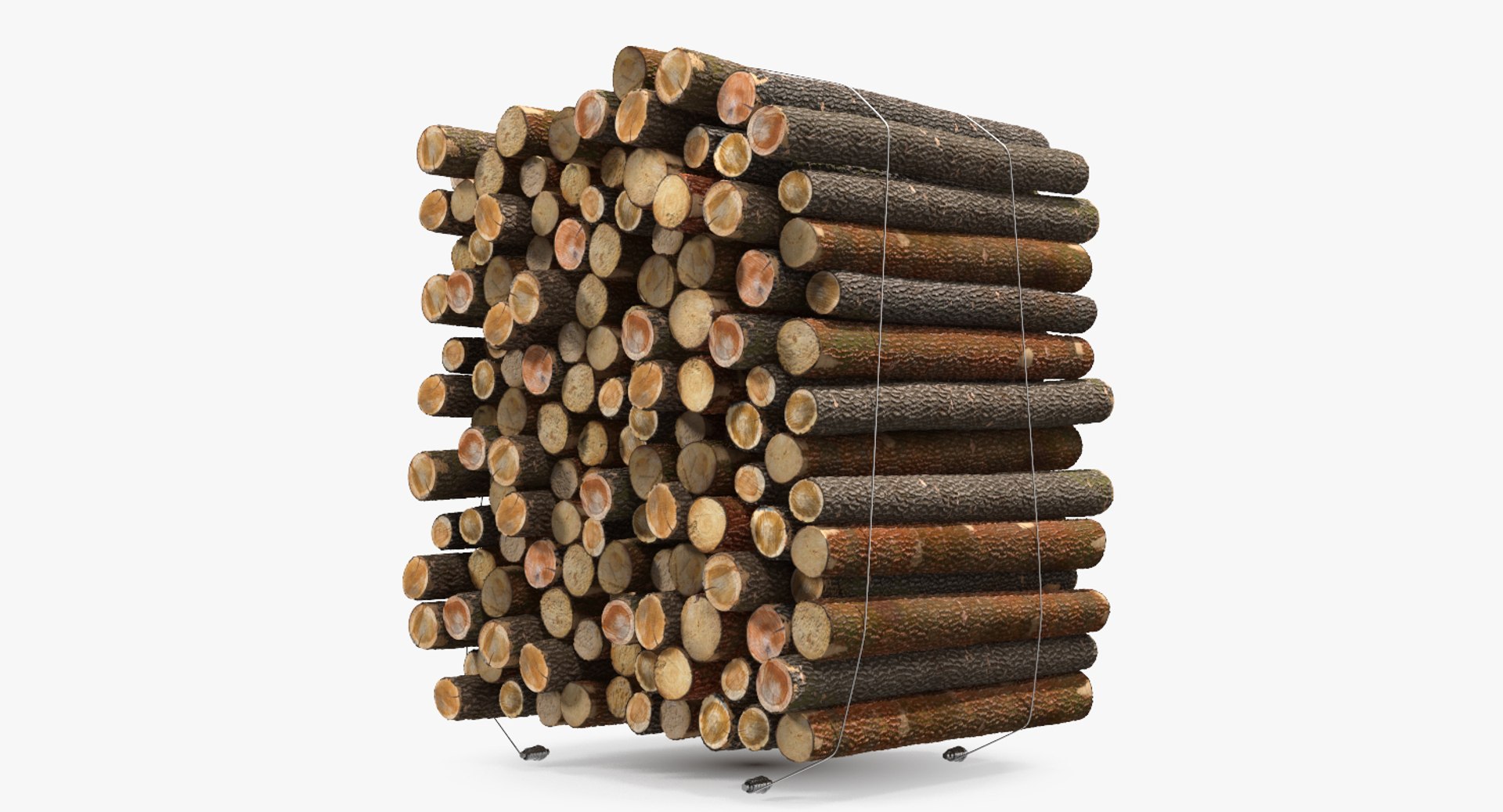 Pile of Small Wood Logs 3D model preview