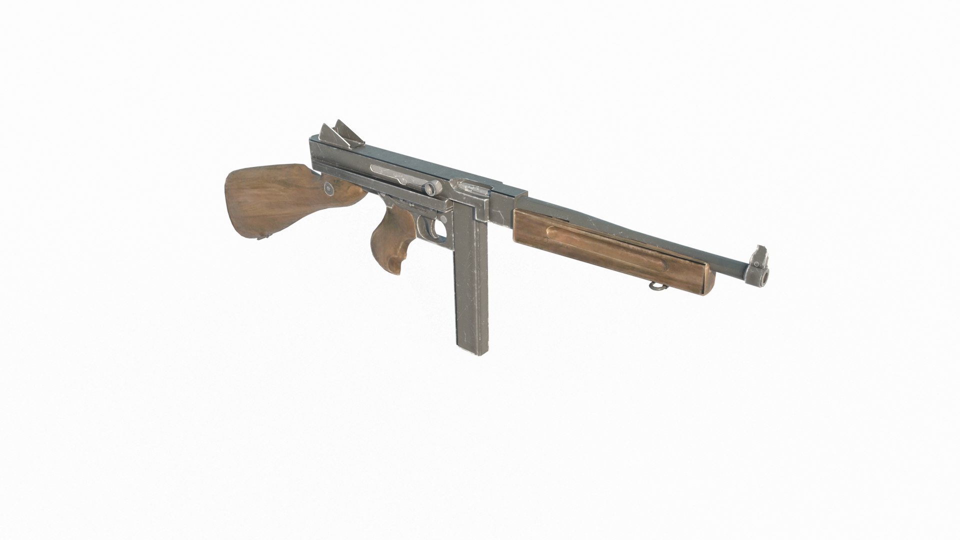 Old style weapon submachine gun Thompson M1A1 model https://p.turbosquid.com/ts-thumb/6Q/4pYjsU/uy/3/jpg/1735457402/1920x1080/fit_q87/077789a0ffbe980bb4923462adcff6a2b88b6a90/3.jpg