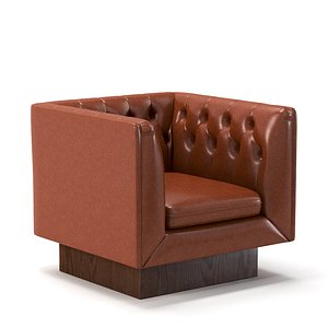 3D Milo Baughman Vintage Tufted Leather Lounge Chair model