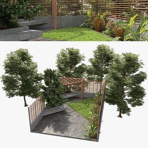 3D home Garden with landscape elements