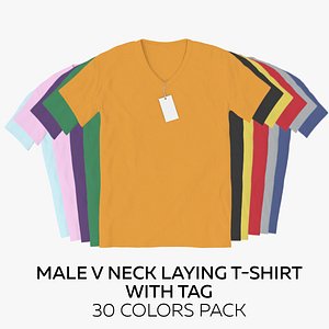Male V Neck Laying With Tag 30 Colors Pack 3D model