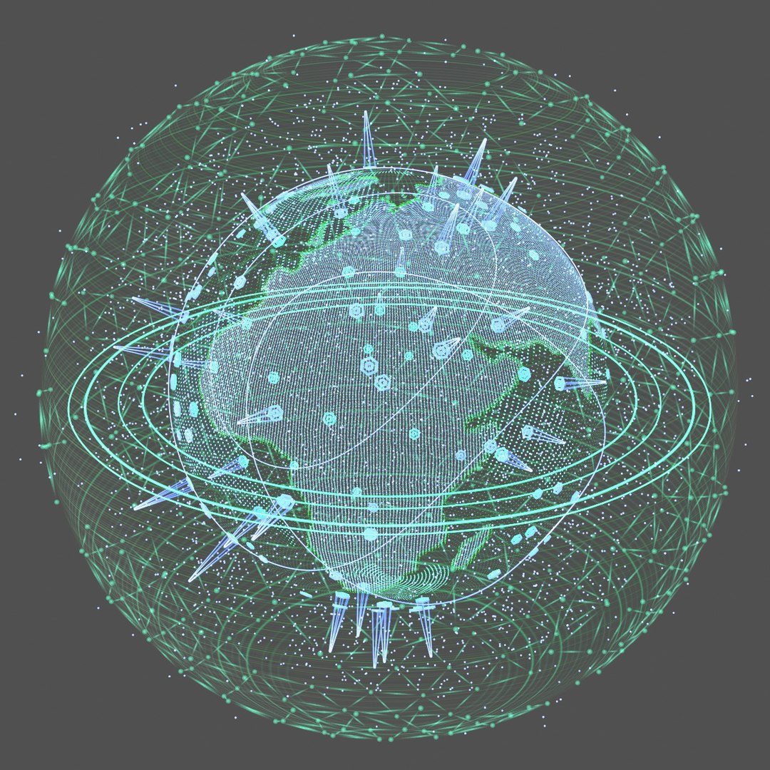Futuristic Globe Hologram Green 3D model preview