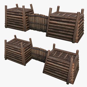 Medieval Fortress Gate with  Wooden Wall