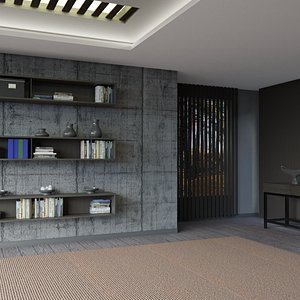 3D living room scene model