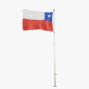 Pole Flag Chile 3D model