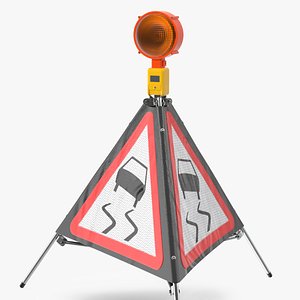 3D model sided traffic sign slippery