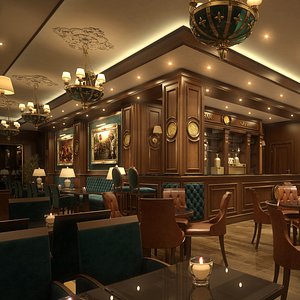 scene coffee bar restaurant 3D model