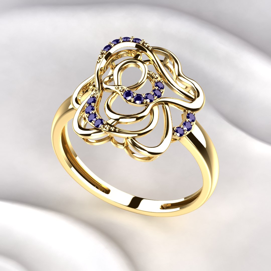 Flower Shape Beautiful Gold Ring 3D Model - TurboSquid 1878837