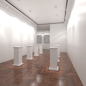 3D white art gallery