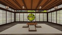 Oriental Japanese tearoom with Borrowed scenery and shoji