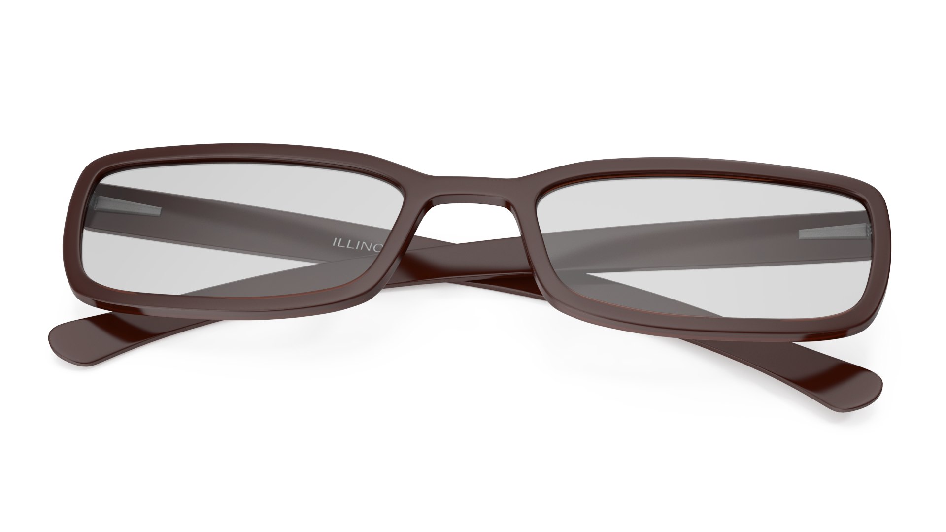 Retro Optical Square Brown Glasses Folded 3D model preview