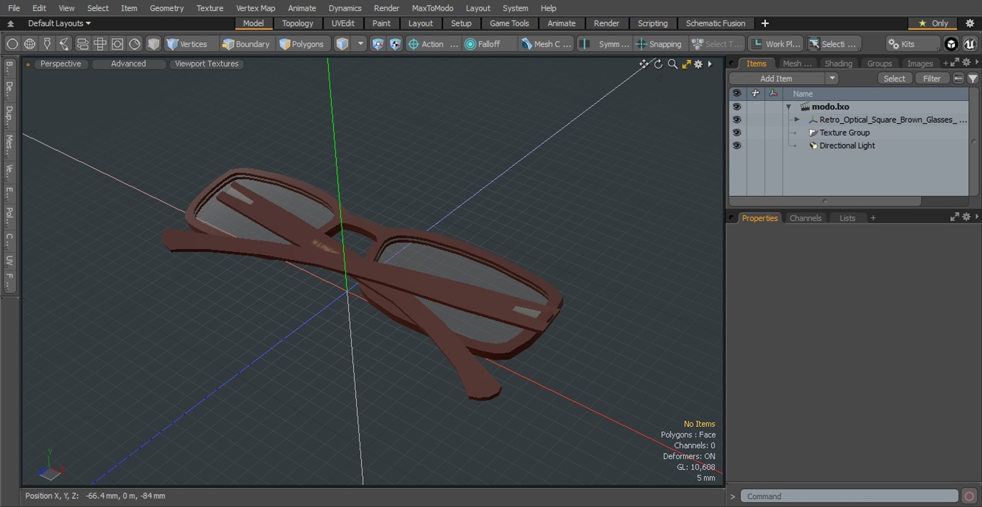 Retro Optical Square Brown Glasses Folded model - TurboSquid 2143572
