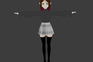 game ready Low Poly Anime Character Girl v20 3D model
