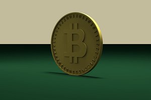 Coin with the Bitcoin symbol. Cycles