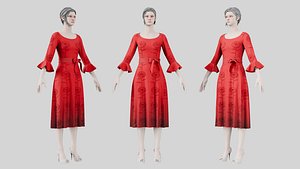 Dress 03 Alabama Crimson 3D model