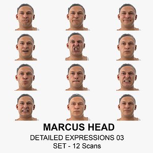 3D Marcus Real Head Detailed Expressions 03 Set 12 Clean Scans Collection model