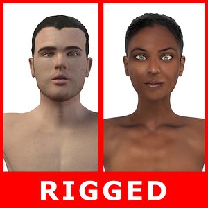 3D realistic man woman rigged model
