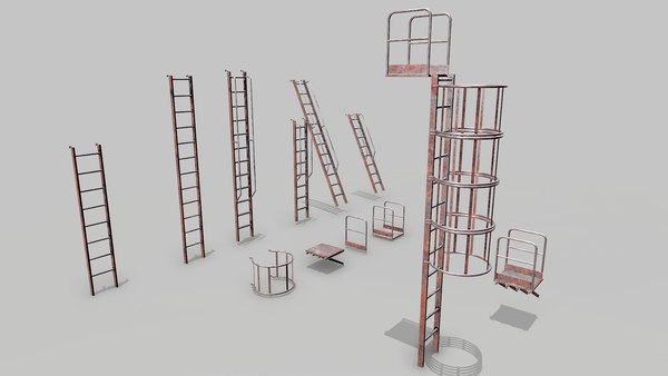 Metal Rusted Modular Ladder System 3D model