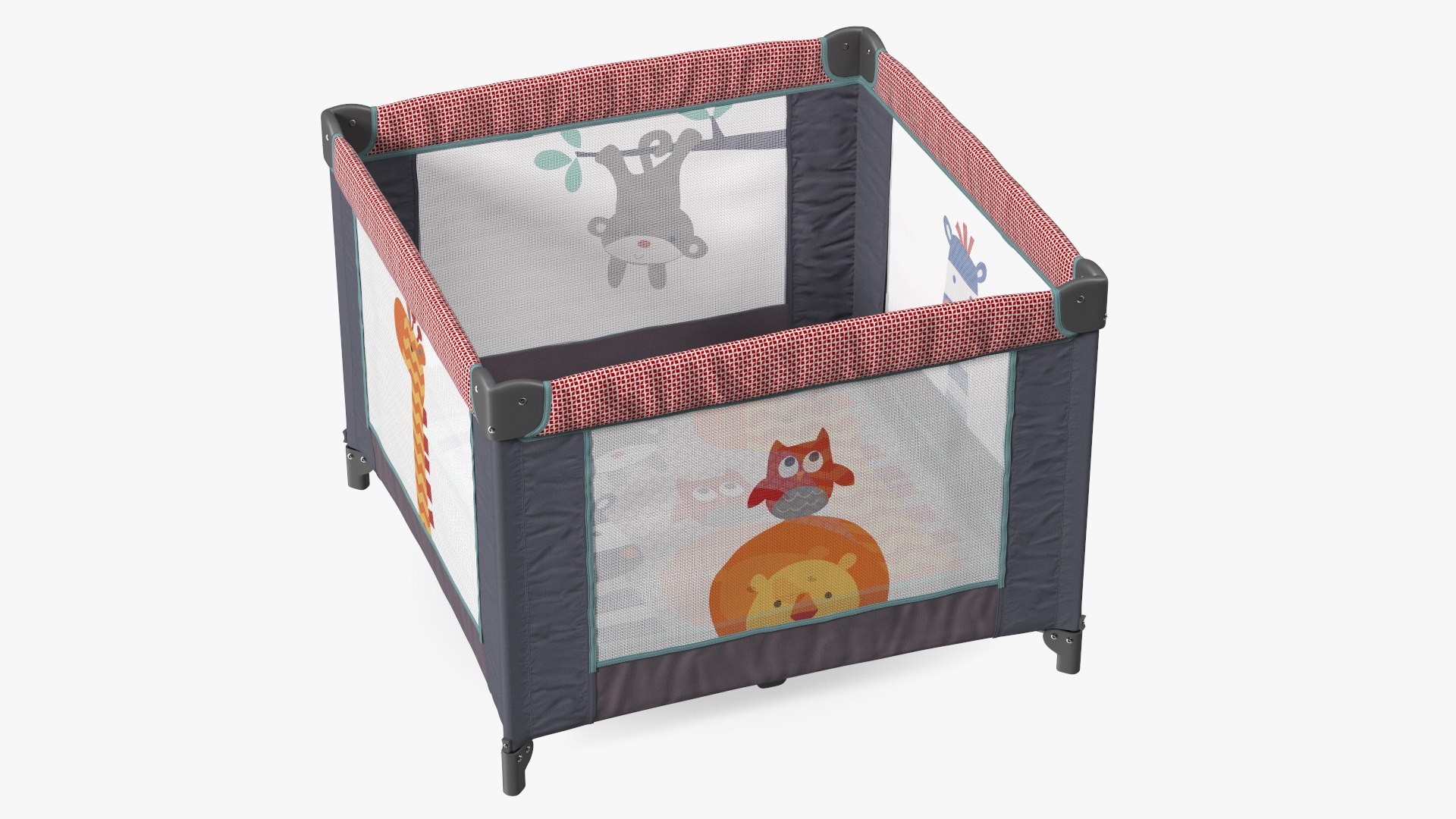 Folding Square Baby Playpen 3D model preview
