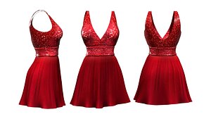 3D Deep Cleavage Skater Dress