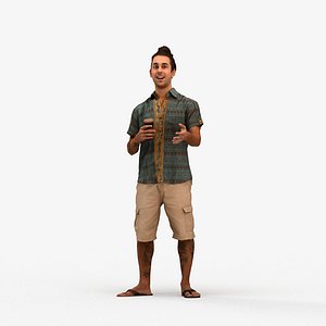 00525Carlos004 - Adult Caucasian man talking in public space with coffee cup