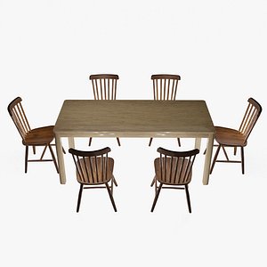 Dining Table and Chair Set 3D model