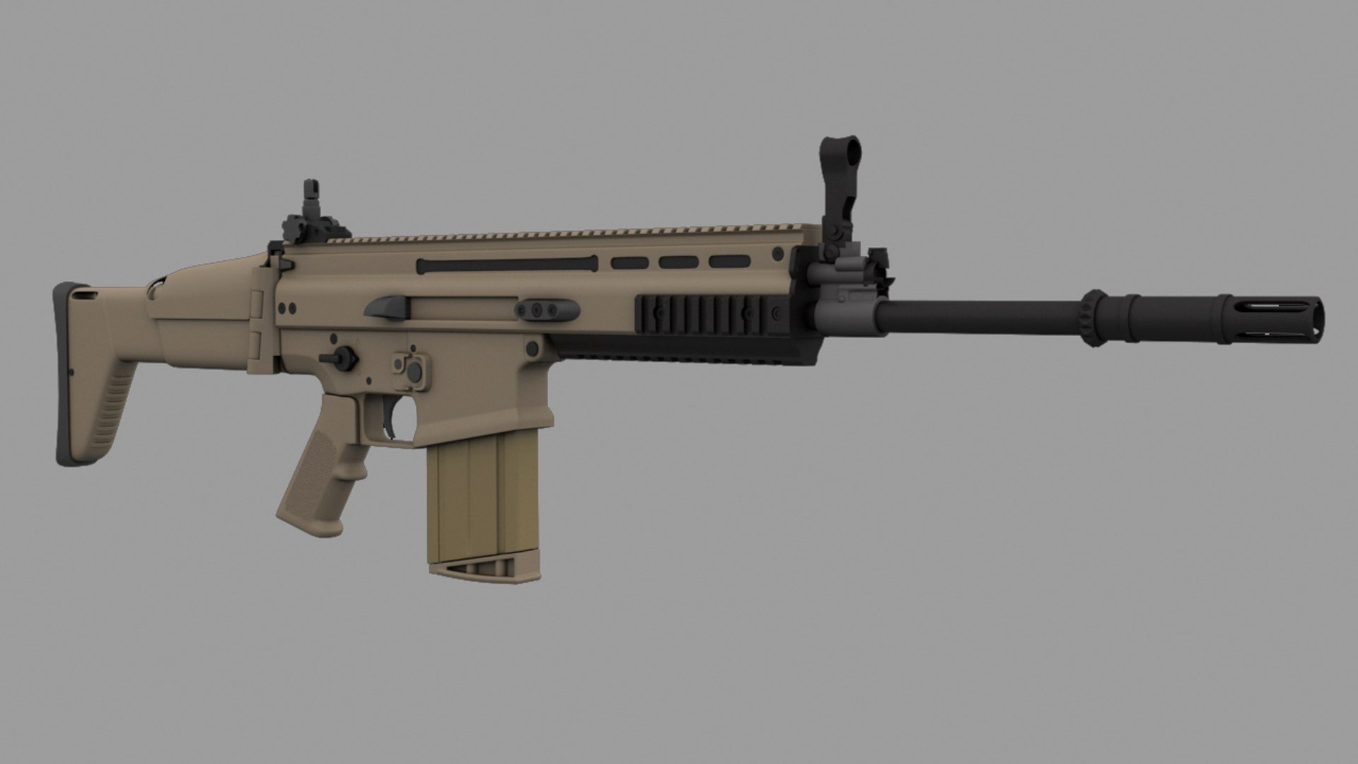 3d Model Of Scar-h Assault Rifle