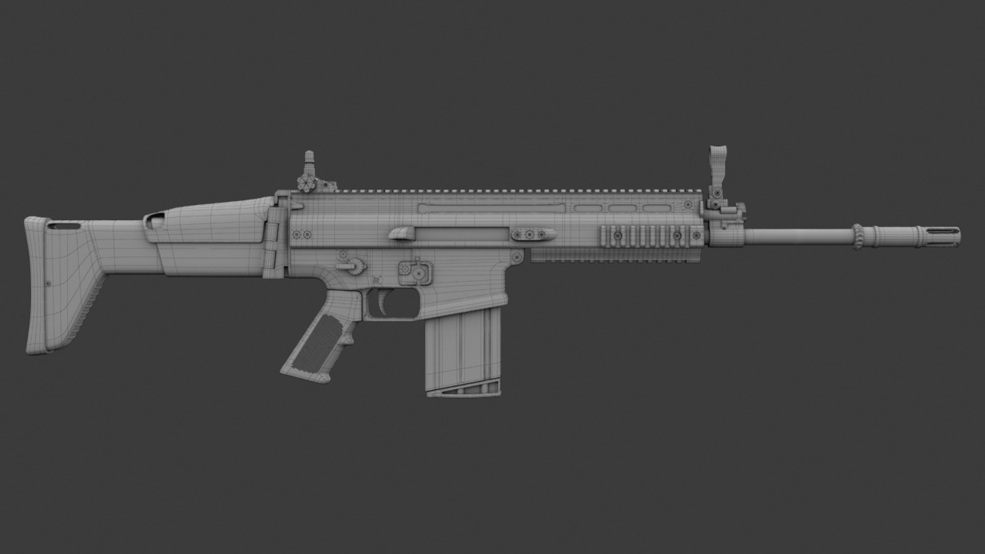 3d Model Of Scar-h Assault Rifle