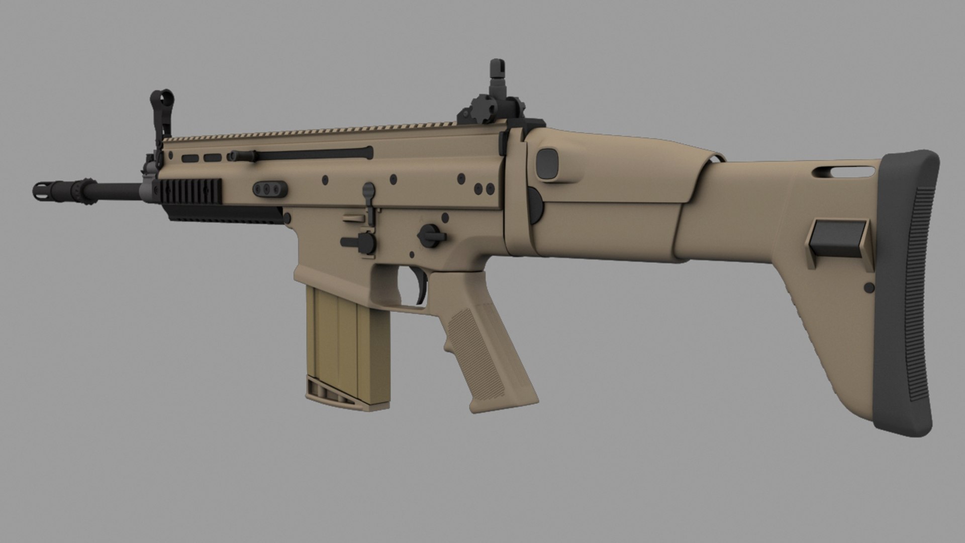 3d Model Of Scar-h Assault Rifle