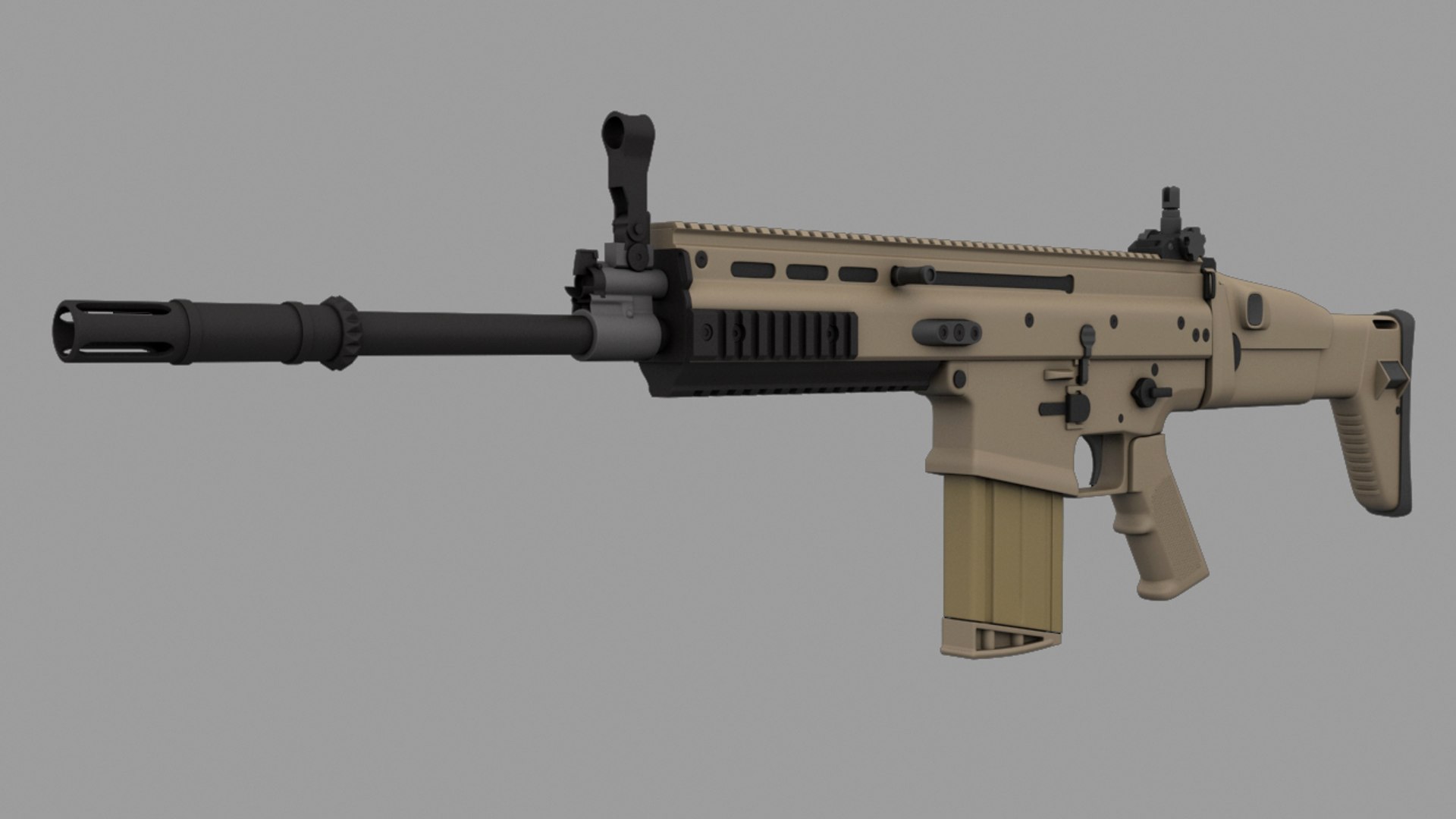 3d Model Of Scar-h Assault Rifle