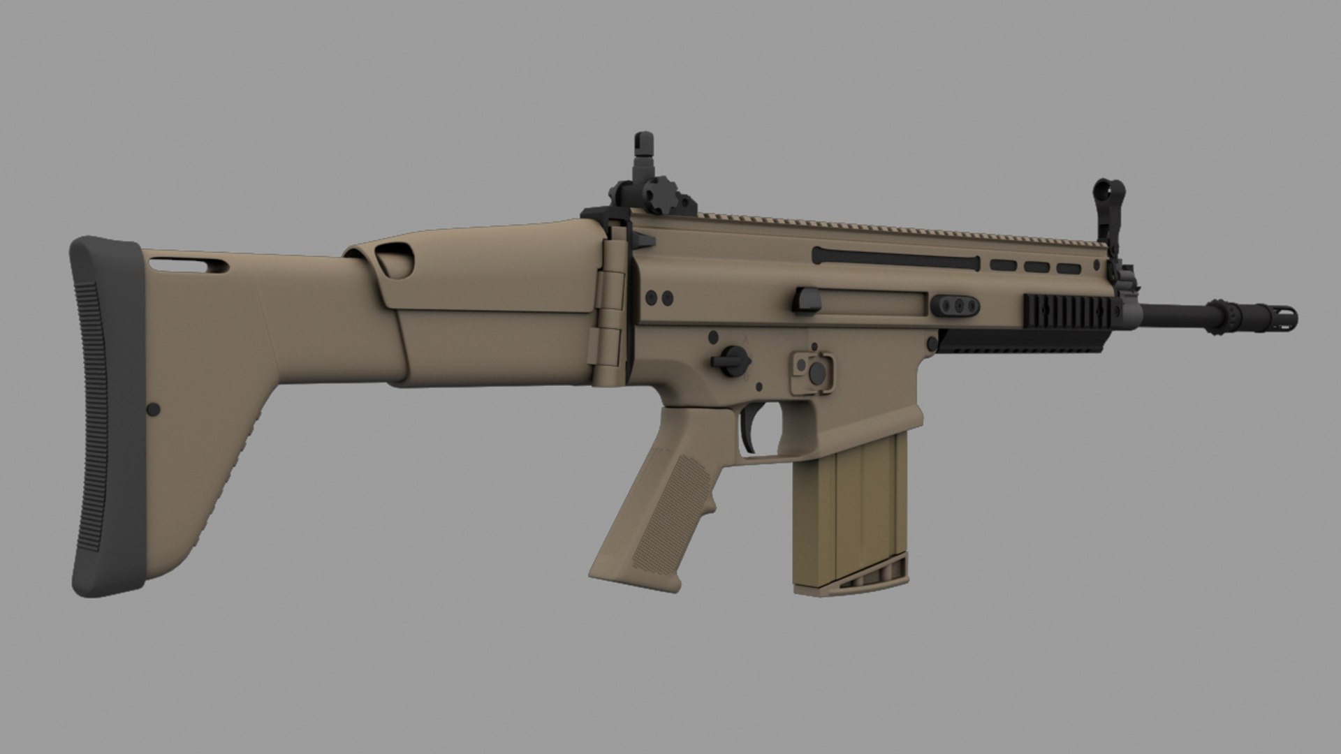 3d Model Of Scar-h Assault Rifle