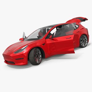 Tesla Model Q Electric Crossover Red Rigged for Cinema 4D model