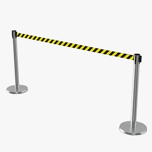 3D Barrier Stanchion with Yellow Belt model