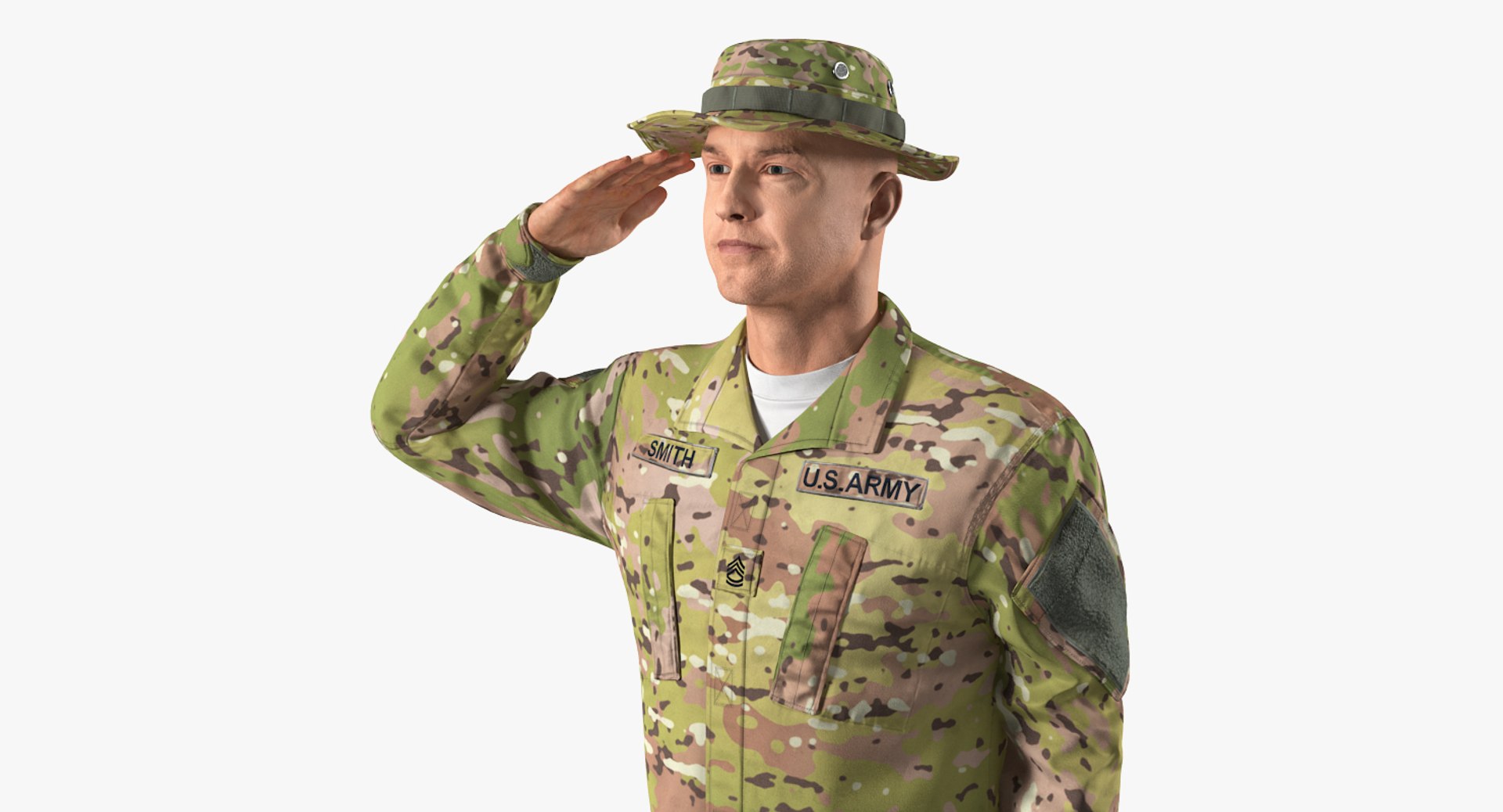 US Army Soldier Camo Saluting 3D Model 3D model preview