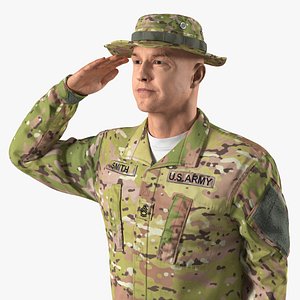 army soldier camo saluting 3D model