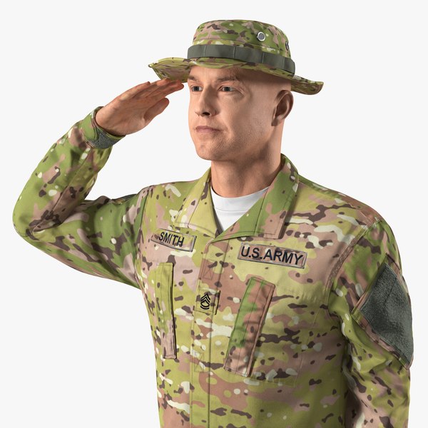 army soldier camo saluting 3D model