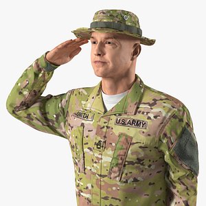 US Army Soldier Camo Saluting 3D Model