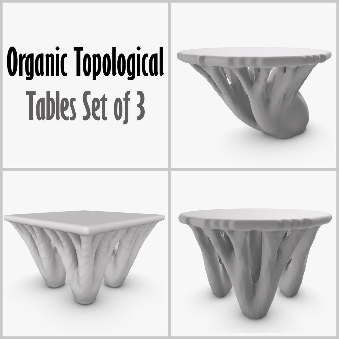 3D Organic Topological Tables Set Model - TurboSquid 2351616