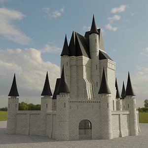 3D white fantasy castle model