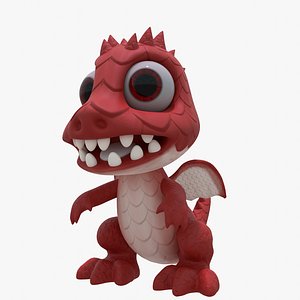 3D Red Stylized Dragon model