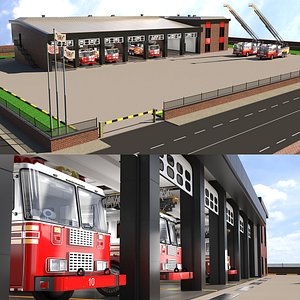 3D Fire Station and Fire Apparatus