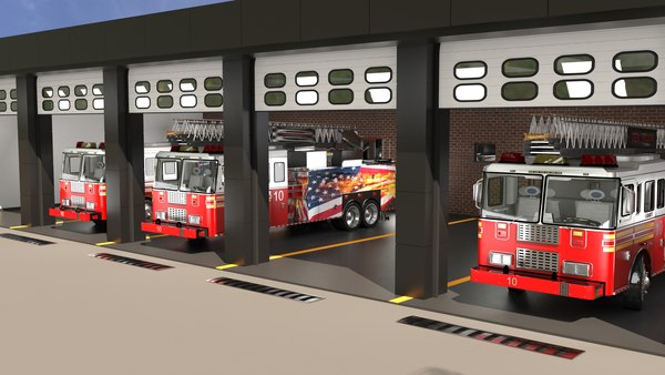 3D Fire Station and Fire Apparatus - TurboSquid 1805264