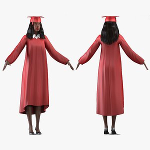 3D dark skin graduation gown
