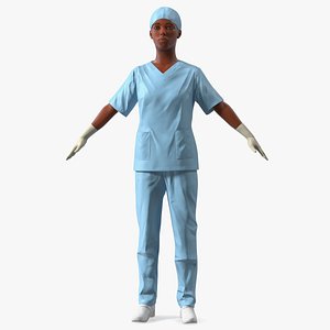 Female Medical Professional in Scrubs Fur