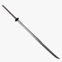 Chinese Two-Handed Saber Game Ready Low Poly PBR Model FBX OBJ BLEND