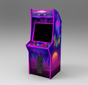 80 s neon arcade machine 3D