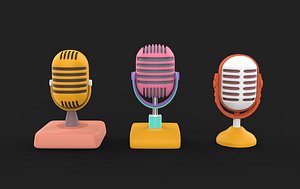 3D Vintage Microphone 3D model model