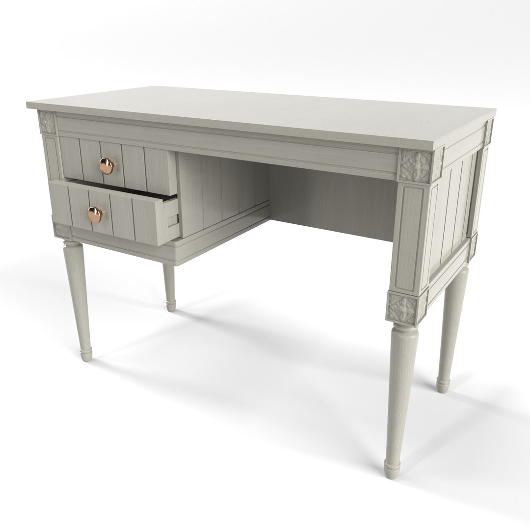 Bourbon Vintage Compact Desk 3D Model TurboSquid 1632103